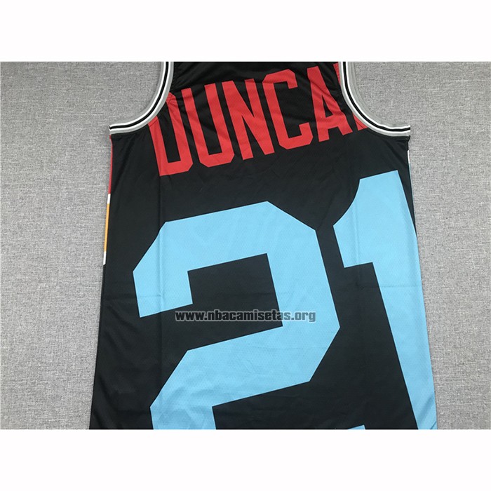 Camiseta San Antonio Spurs Tim Duncan NO 21 Mitchell & Ness Big Face Negro